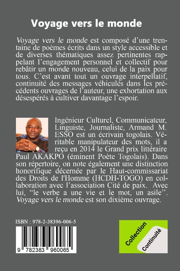 Dos de Voyage vers le monde
