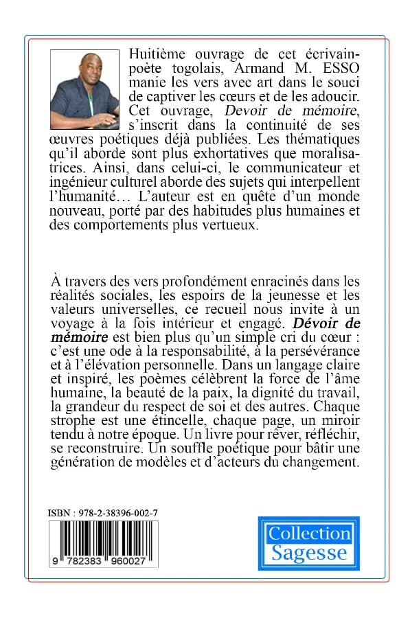 Dos de couverture de Devoir de mémoire